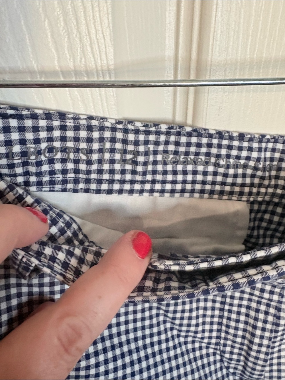 Talbots Relaxed Chino Shorts | Navy White Gingham | Size 12 - Picture 6 of 9